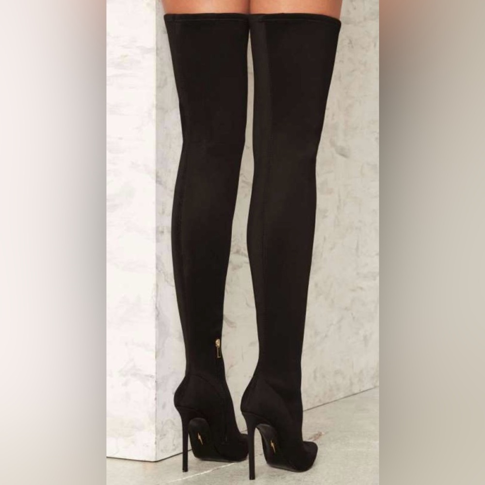 Lust For Life Over the knee Boots Nylon Lucid Black Size 10
